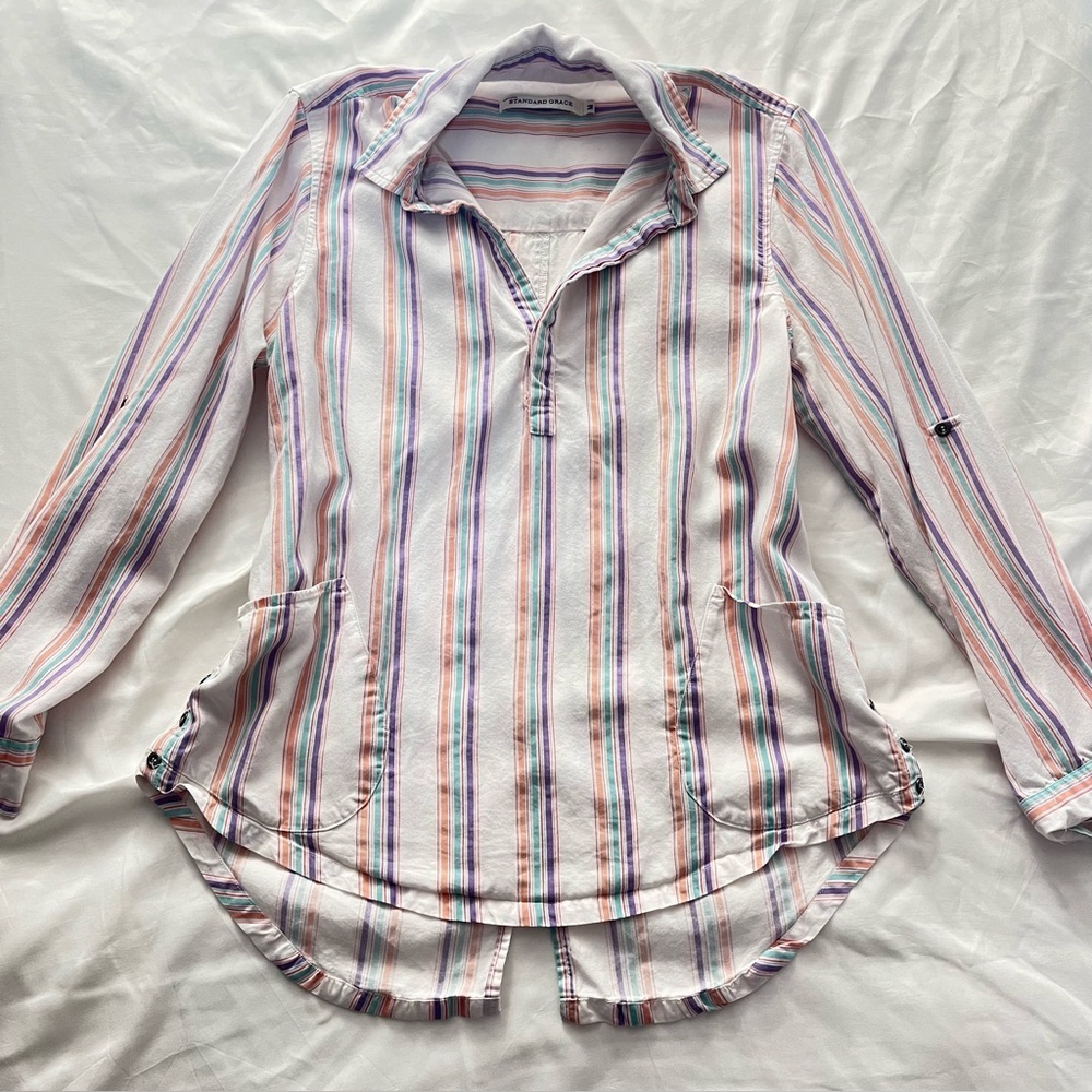 Standard Grace Boho Striped 100% Lyocell Tunic Blouse M